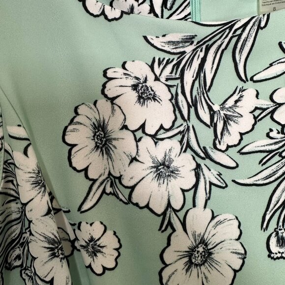 Calvin Klein Floral A-Line Midi Sleeveless Dress Size 8 Teal Work Career NWT - Picture 2 of 10